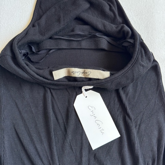 New Enza Costa Stretch Silk Knit Keyhole Halter Bodysuit Black - Picture 6 of 7